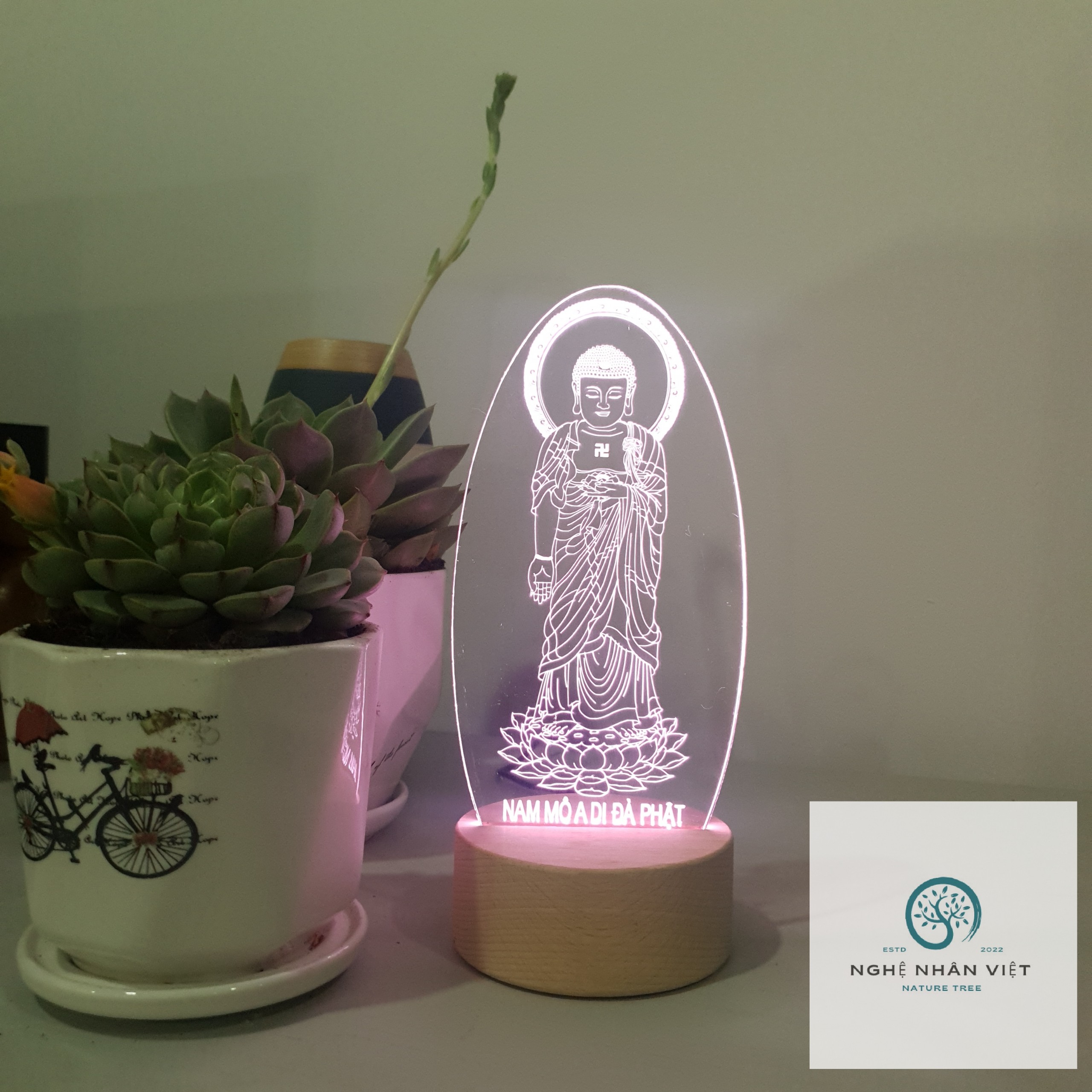 Đèn 3d Phật A Di Đà Đứng
