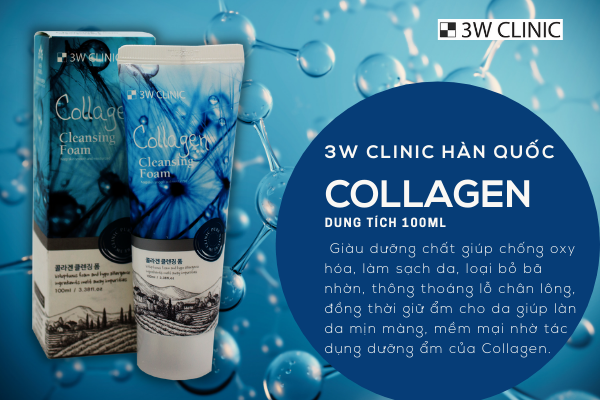 Sữa Rửa Mặt Collagen 3W Clinic Foam Cleansing 100ml