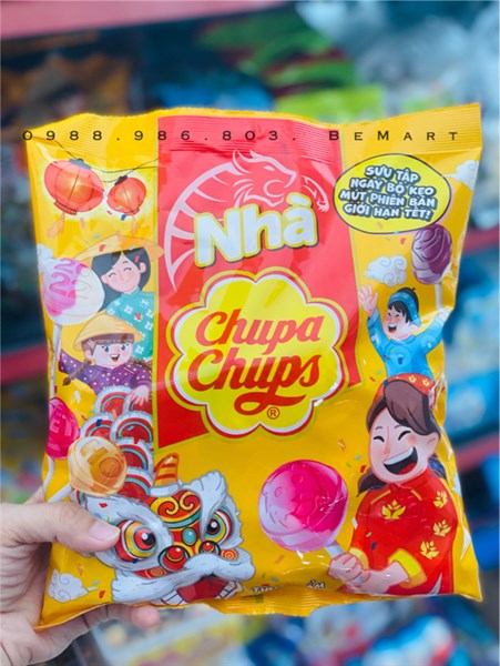 [GÓI 60 Que] Kẹo Mút Chupa Chups Vị Dâu Kem 600g