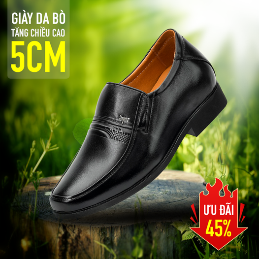 Giày da bò tăng chiều cao 5cm -Mã Lex211