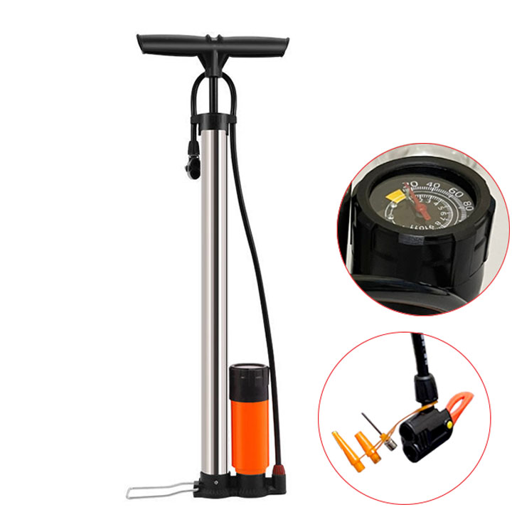 Bơm xe máy, xe đạp có đồng hồ đo áp suất cao cấp
