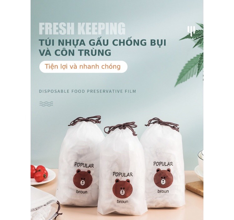 Túi 100 màng bọc thực phẩm có chun co dãn tái sử dụng
