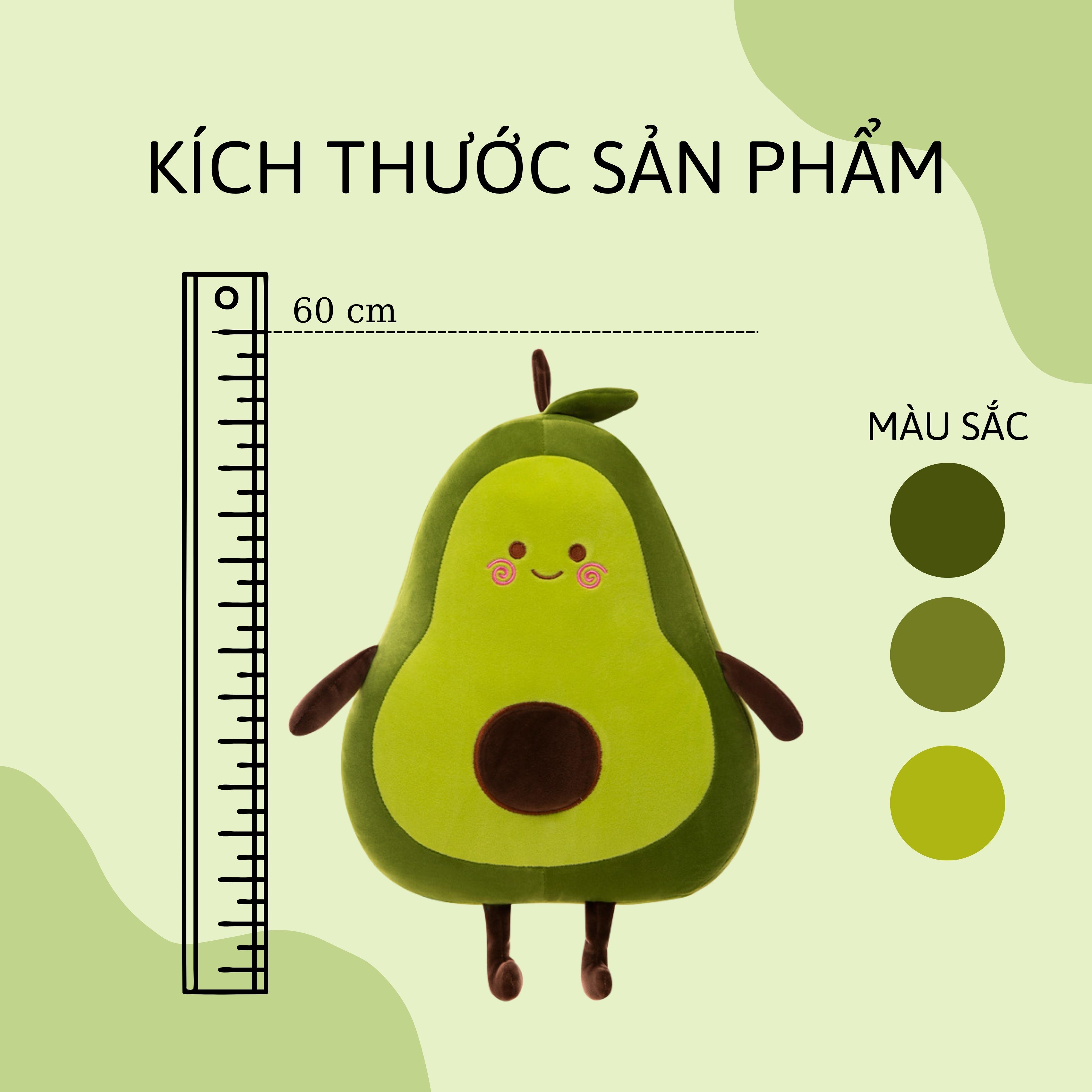 Gấu bông Bơ Tròn dễ thương ,Quả Bơ nhồi bông , Gấu bông quả bơ nhồi bông cao cấp