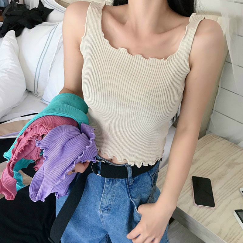 Áo croptop sát nách cuốn biên