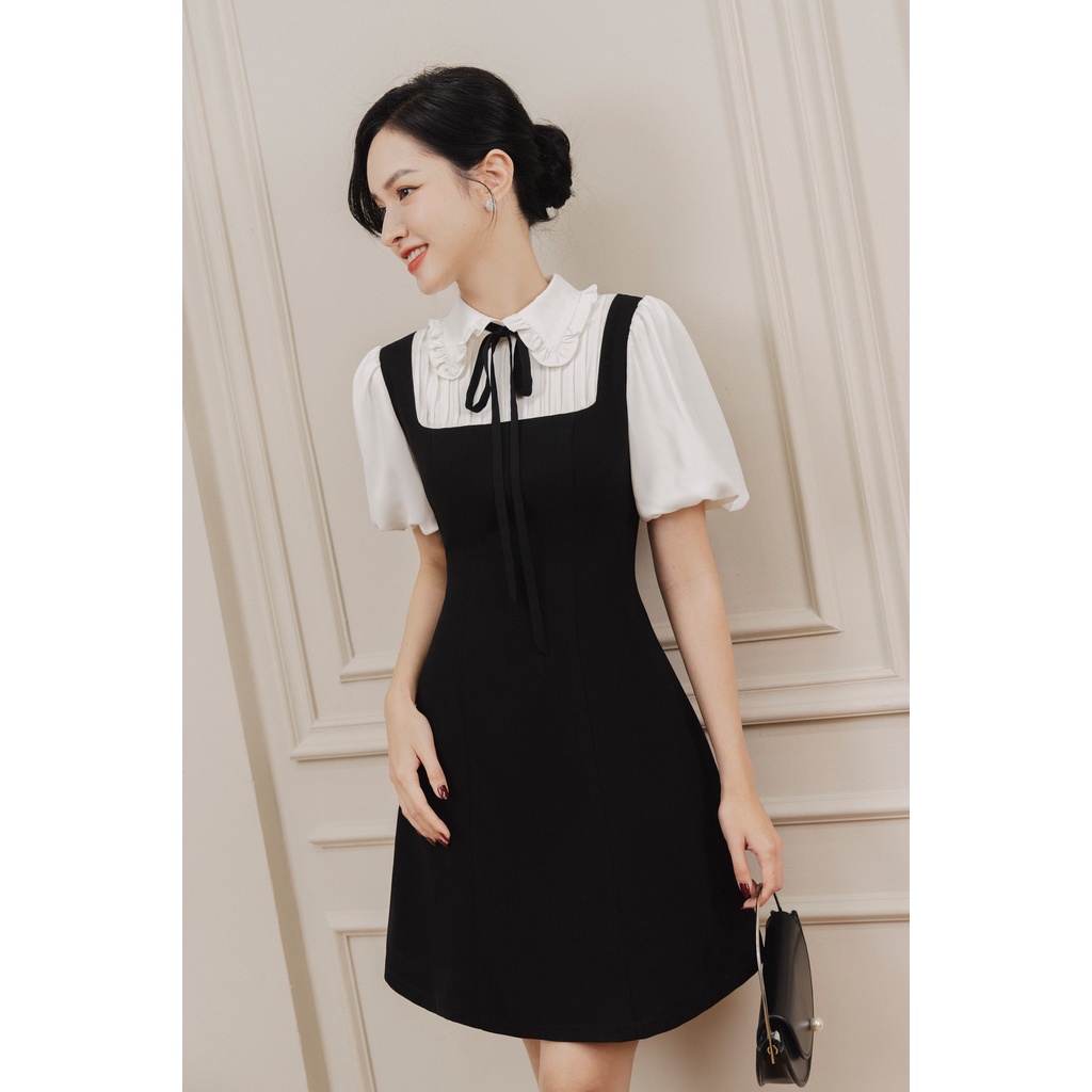 Váy yếm phối cổ đức bèo thắt nơ  TIINSTORE  VHN729