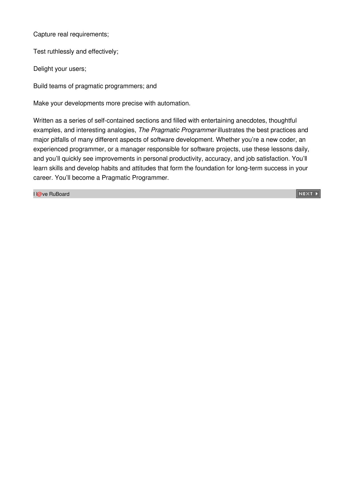 The Pragmatic Programmer: From Journeyman to Master