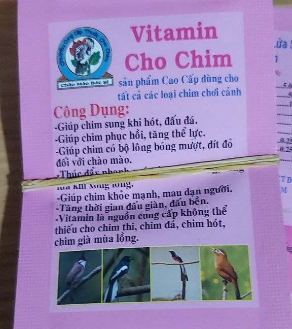 2 gói vitamin cho chim