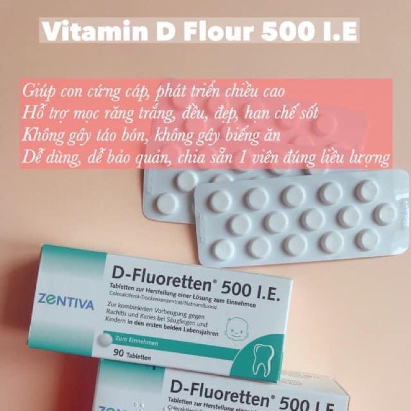 Vitamin D3 Dflo D Fluoretten 500 IE 90 viên