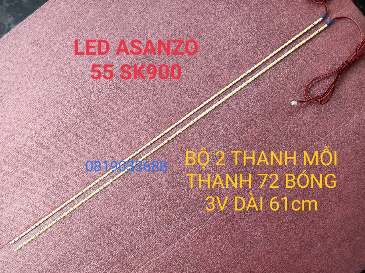 THANH ĐÈN LED VIỀN TIVI ASANZO 55SK900 VÀ CÁC HIỆU KHÁC, HÀNG MỚI 100%, BỘ 2 THANH, MỖI THANH 72 BÓNG 3V, DÀI 61cm