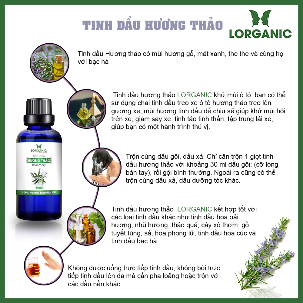 [HCM]Tinh Dầu Hương Thảo Lorganic LGN0008 (10ml, 50ml)