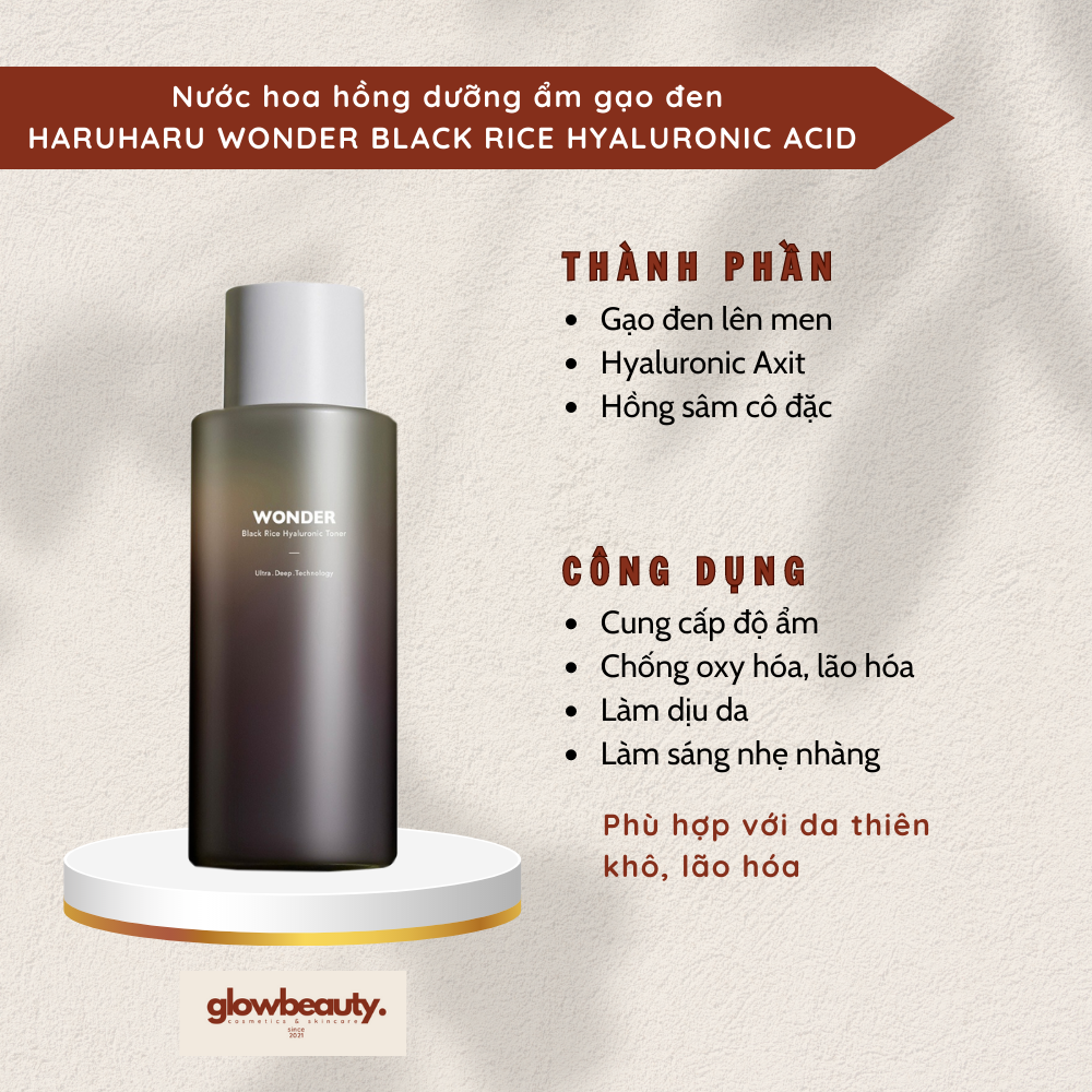 Nước hoa hồng dưỡng ẩm gạo đen Haruharu Wonder Black Rice Hyaluronic Acid Toner 150ml