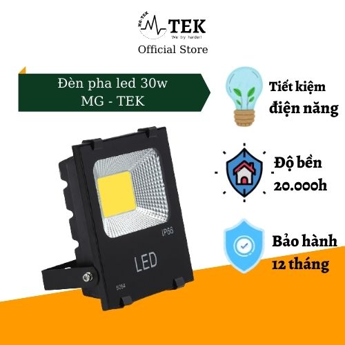 Đèn hắt biển quảng cáo 30w MGTEK, đèn pha led chiếu sáng ngoài trời chống nước mưa bụi siêu sáng