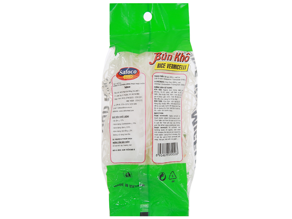 [HCM][Lốc 5 gói] Bún gạo khô Safoco gói 200g/ 400g