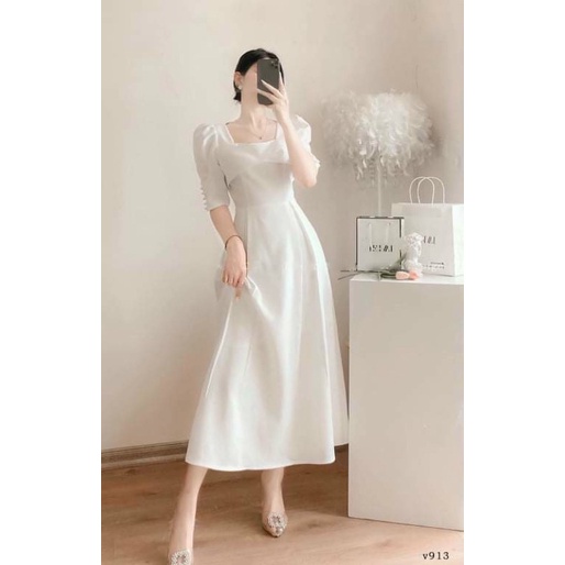 Đầm trắng chụp kỉ yếu dáng dài vintage , Váy trắng chụp kỷ yếu tay dài -  Đầm, váy nữ | ThờiTrangNữ.vn
