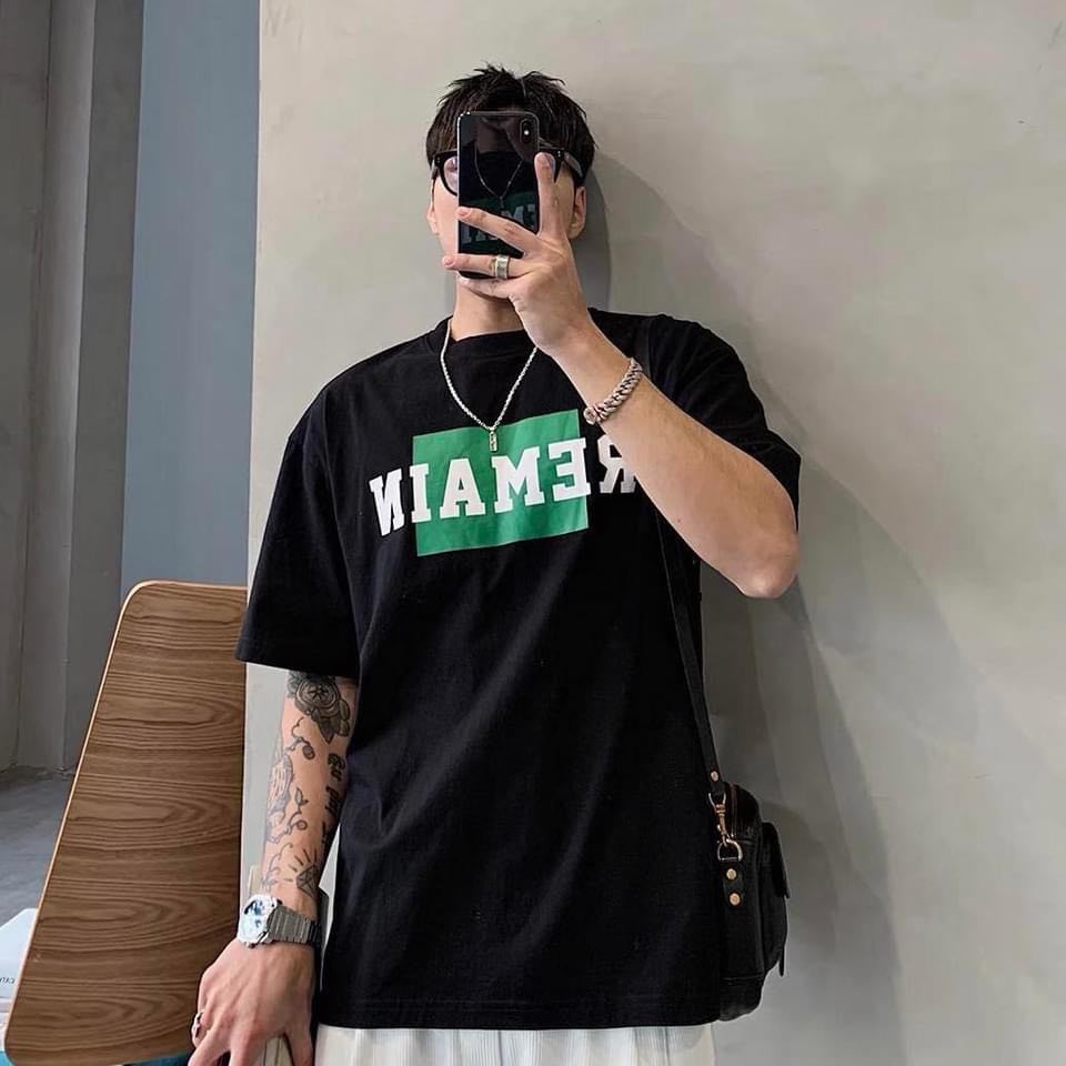 Big size áo thun unisex remain vuông xanh
