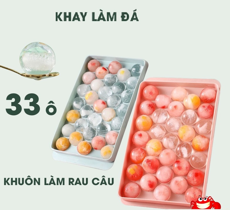FREESHIP Khay làm đá 33 viên bi tròn , khuôn đổ rau câu thạch hoa quả hình bi tròn, khuôn rau câu, khay làm đá viên, khay đá silicon dẻo- Khuôn làm đá viên bi tròn cực dễ - Khuôn làm đá mùa hè tại nhà viên tròn đẹp