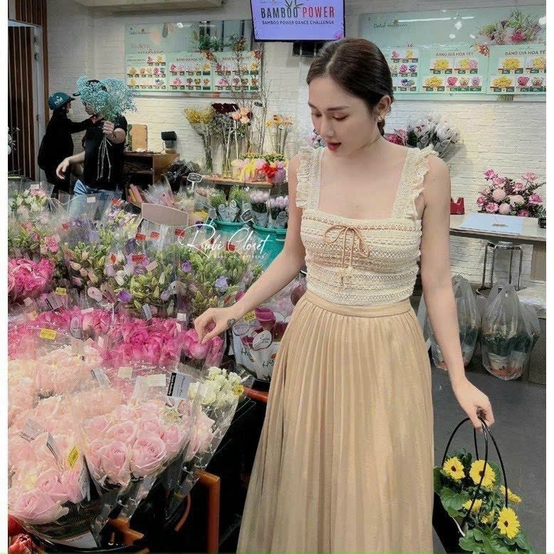 Áo ren 2 dây bản to GHA385 áo ren croptop buộc dây cổ vuông hàng loại 1, Phong Cách Sành Điệu Thời Trang Đẳng Cấp