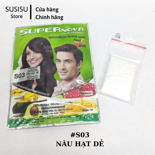 Dầu gội nhuộm SUPER NOVA Color Shampoo 30ml (nhuộm tóc tại nhà nâu đen - nâu hạt dẻ)