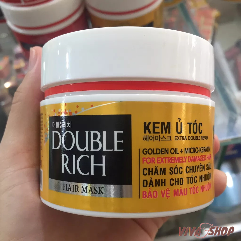 Ủ hair double rich hair mask golden oil + micro-keratin/hair mask 17-amino acid + micro-keratin steamer hair oil 150g