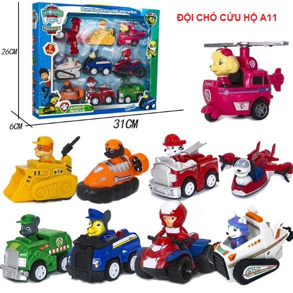 Chó cứu hộ Paw Patrol A8, A9, A11, mô hình 6 con, 7 con, 8 con, 9 con đồ chơi cho các bé