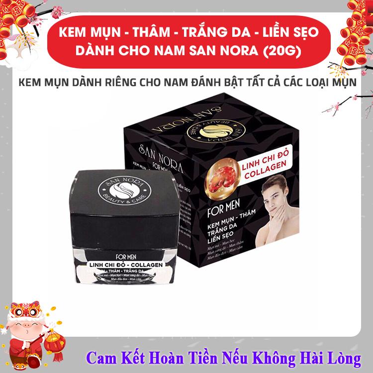 SAN NORA - Kem  Mụn, Xóa thâm, Trắng da, Liền sẹo dưỡng chất Linh Chi Đỏ và Collagen FOR MEN (20g)