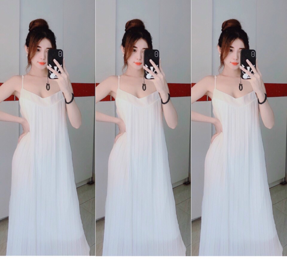 [HCM]ĐẦM BẦU MAXI 2 DÂY DẬP LY SIÊU ĐẸP M002
