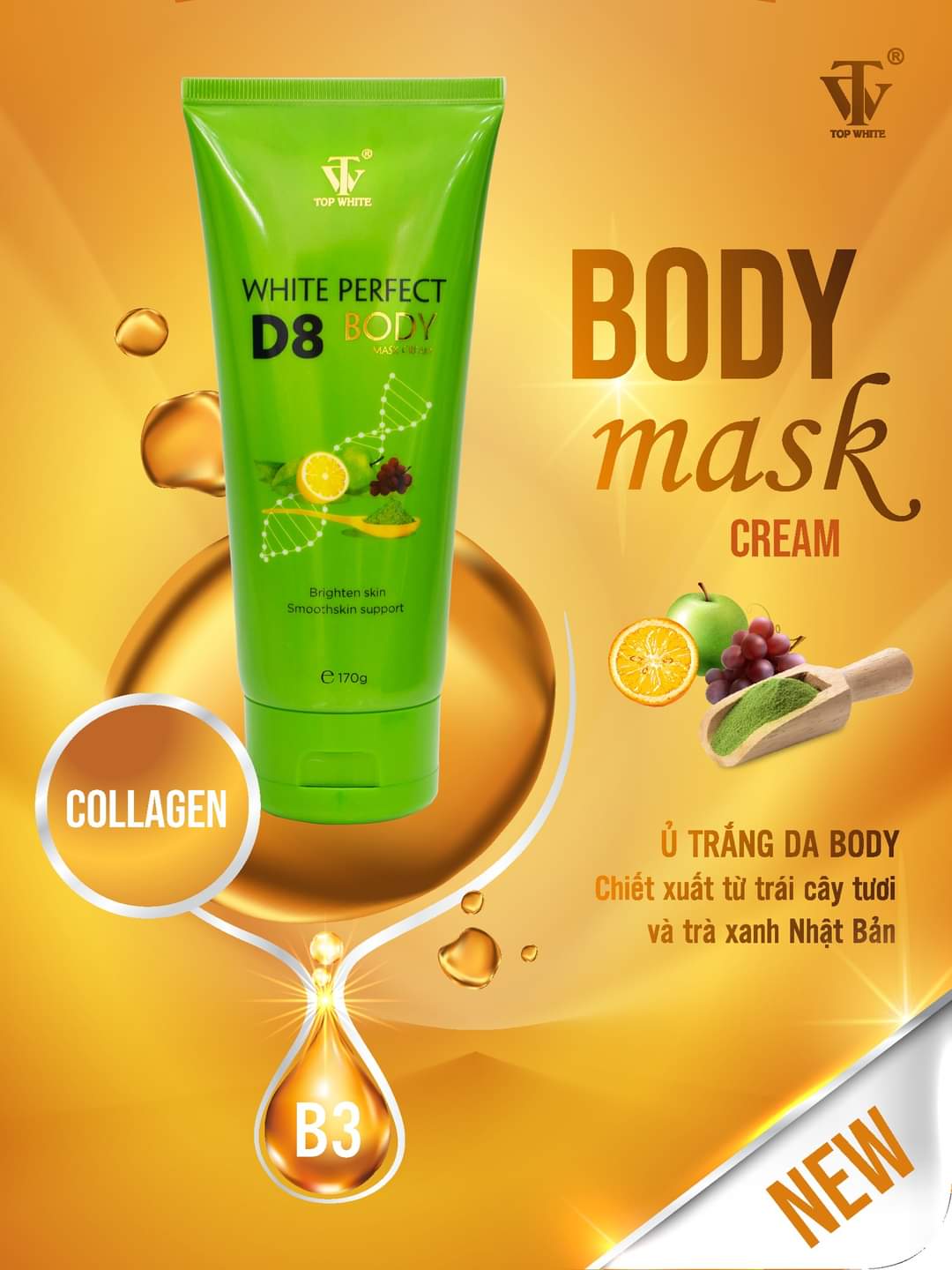 KEM TẮM TRẮNG BODY D8 TOP WHITE