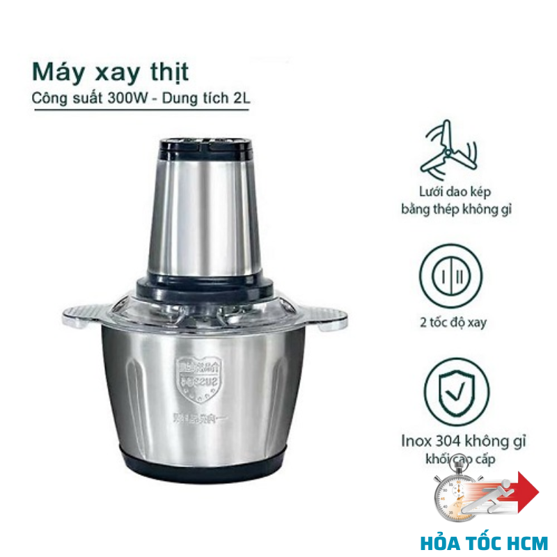 Máy xay thịt - cối xay inox không rỉ 2L