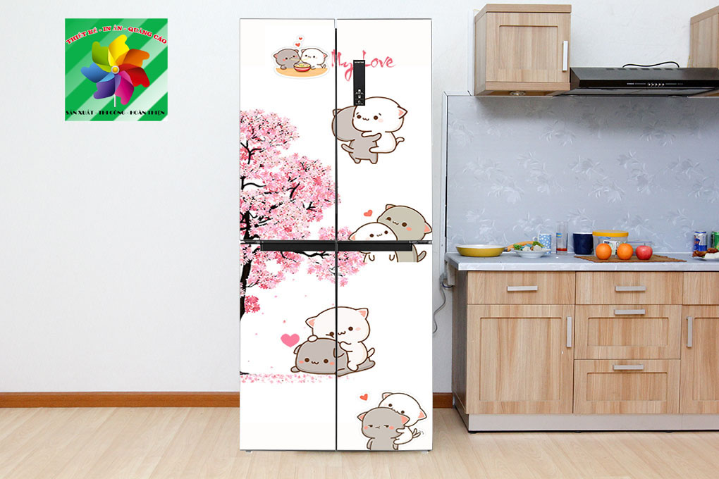 Decal chống trầy xước tủ lạnh cho tủ Size by Size - Mẫu siêu cute