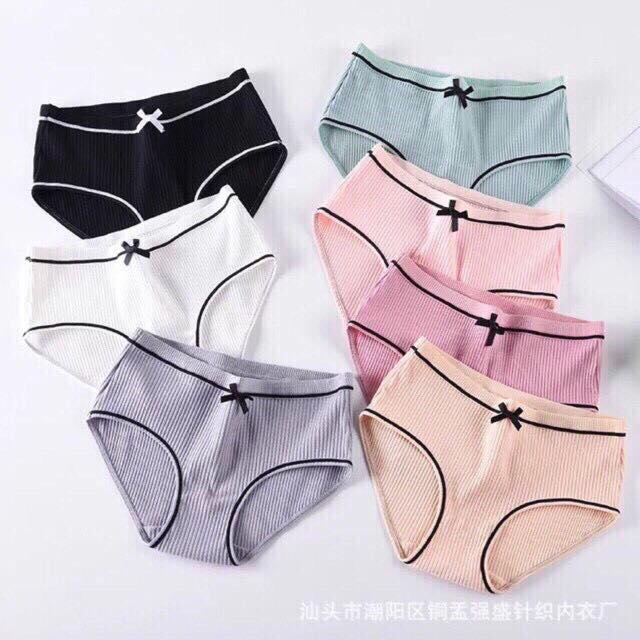 Set 5 panties cotton swab lacing Plaid delivery bow