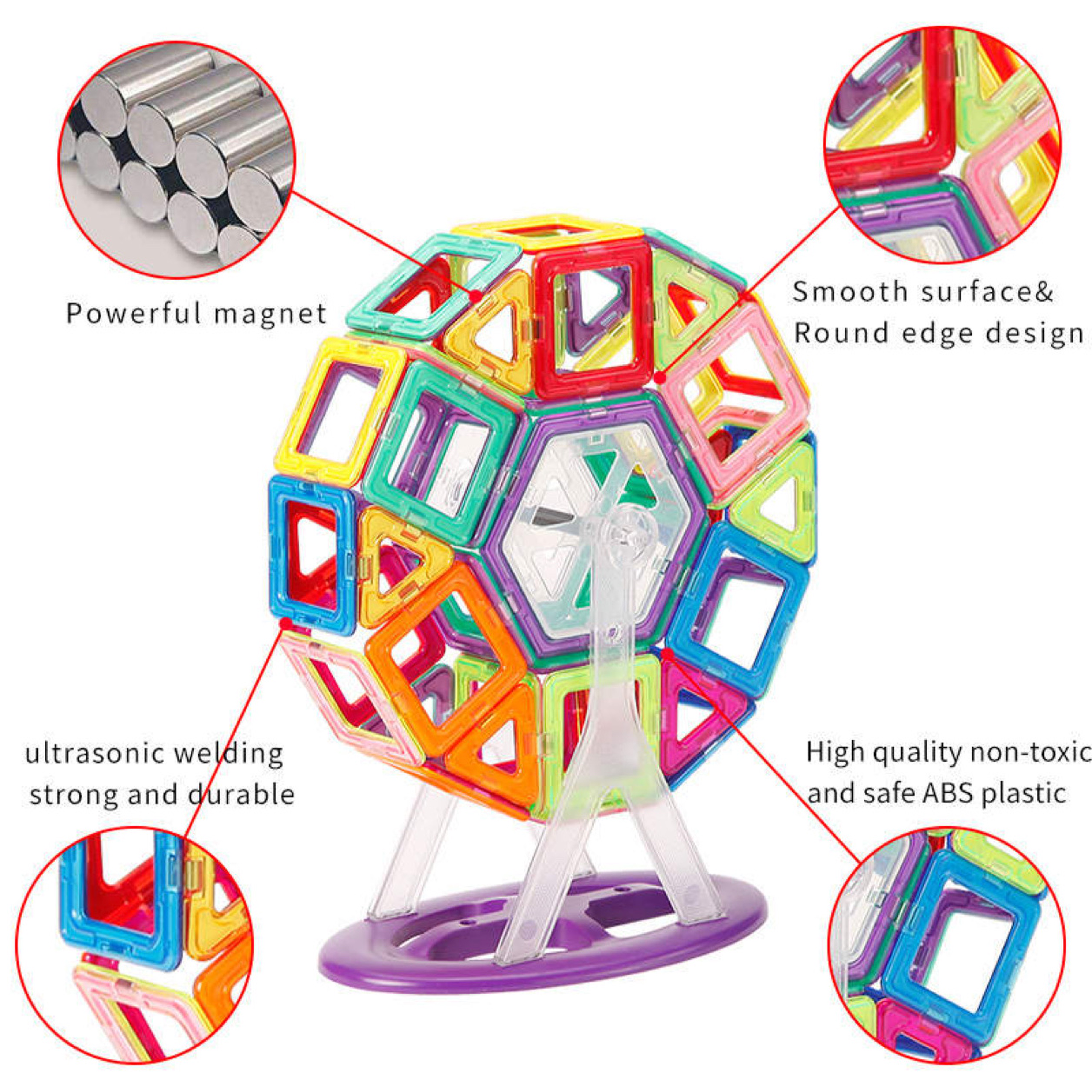 Đồ chơi nam châm lắp ghép MAGNETIC  ( loại 136 MẢNH size lớn)