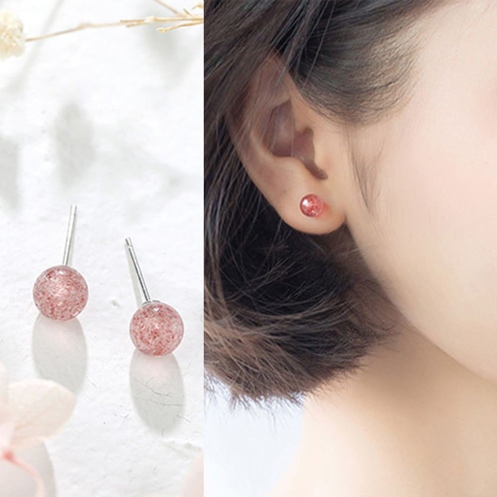 Bông tai ghim mẫu đá dâu thanh lịch