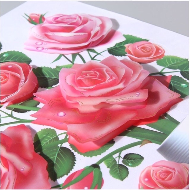 Tranh dán tường 3D hình bình hoa - Tranh Decor 3D bình hoa