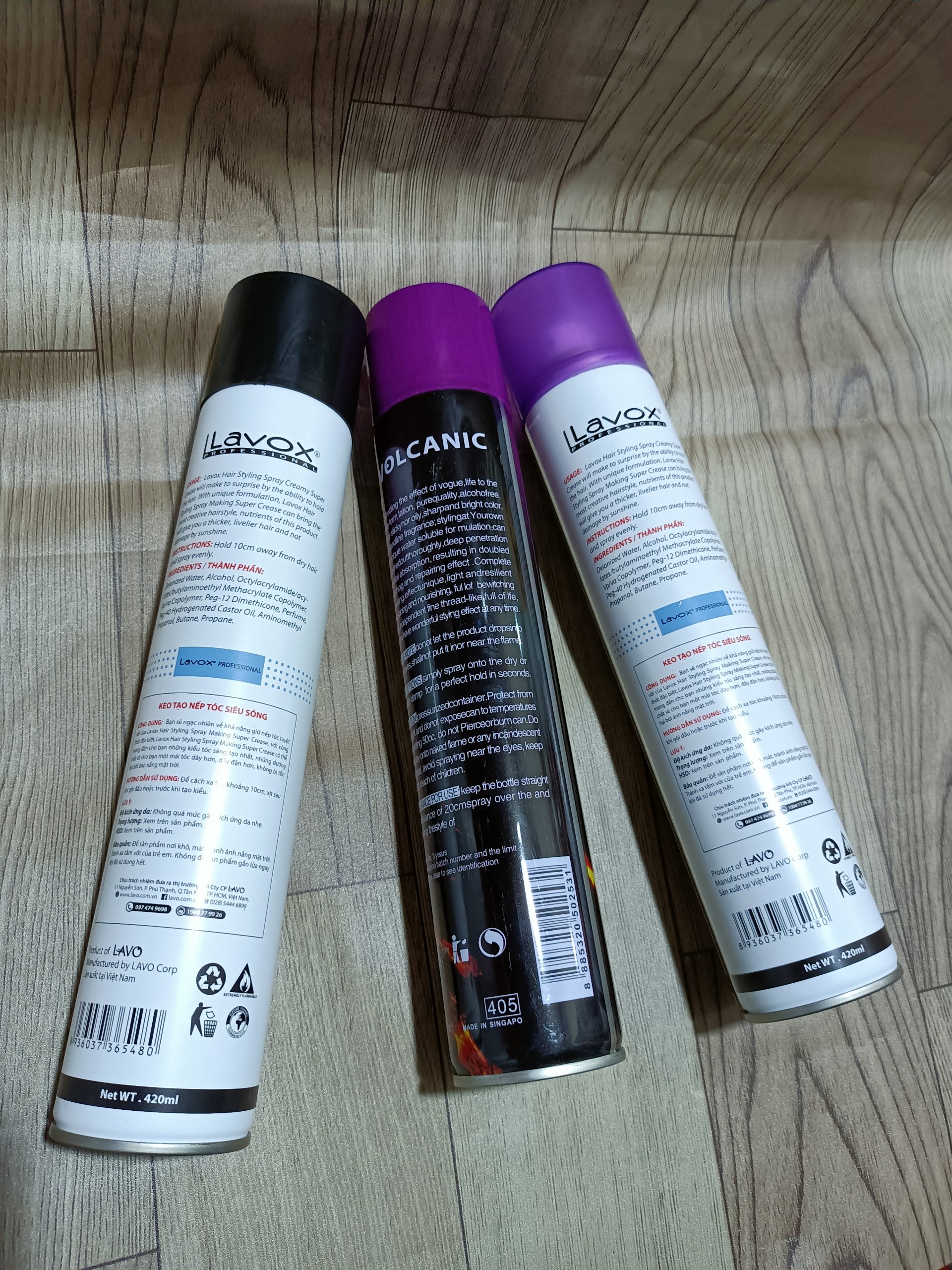 Keo xịt cứng/ mềm tóc Lavox, Volcanic 420ml