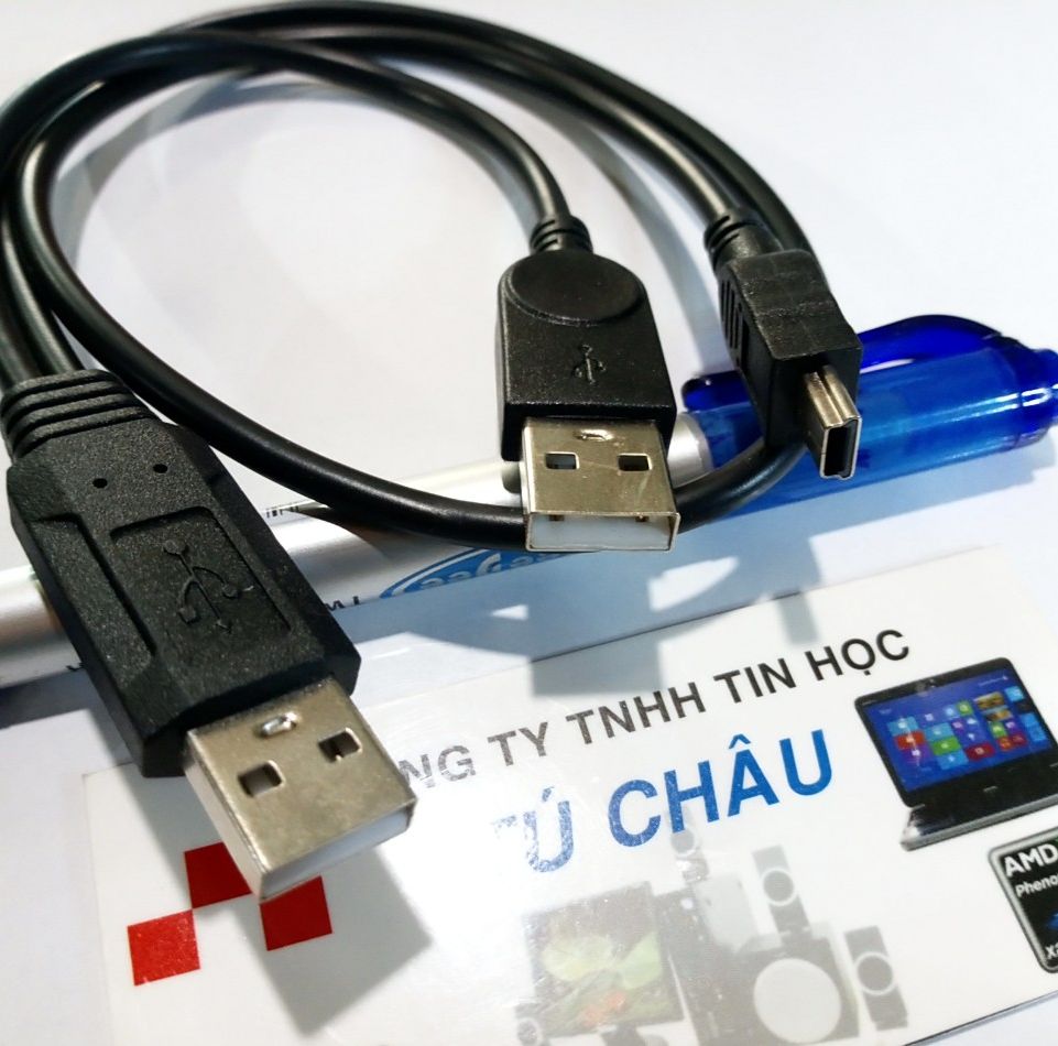 Cáp Mini USB: 2 đầu USB ra Mini USB (Cáp kts Mp3 - Hình Thang) / Cáp dài 60Cm