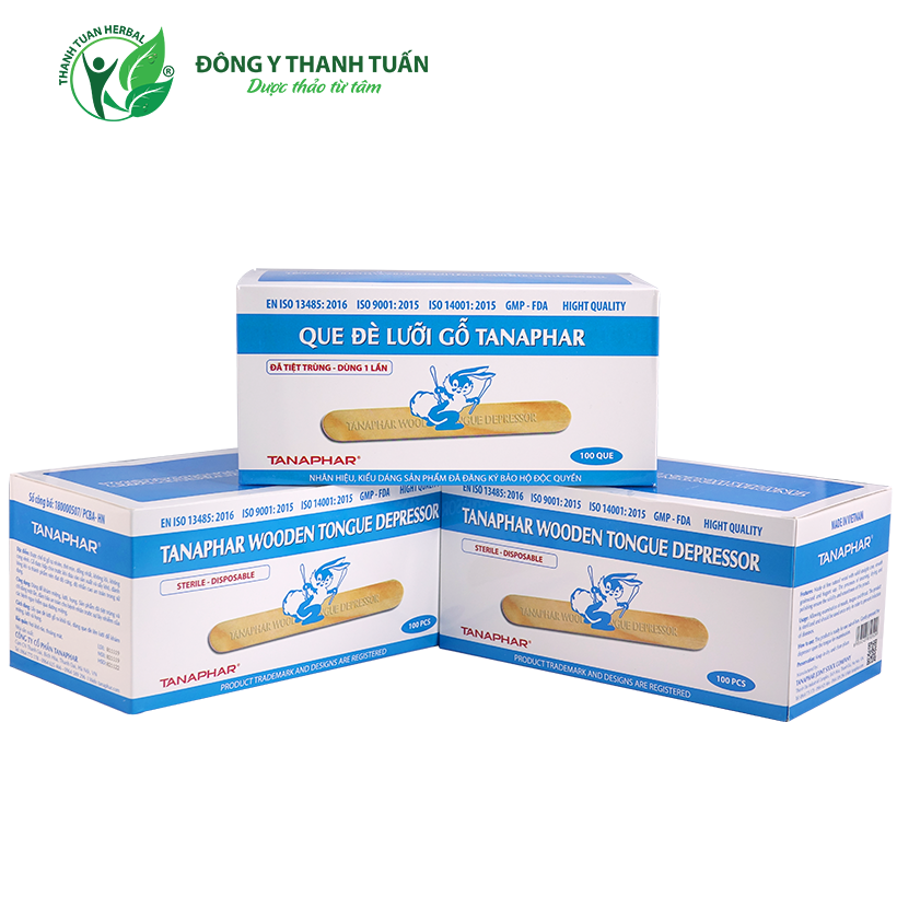 Combo 3 hộp que đè lưỡi gỗ Tanaphar hộp 100 que - Đã tiệt trùng & an toàn tiện dụng