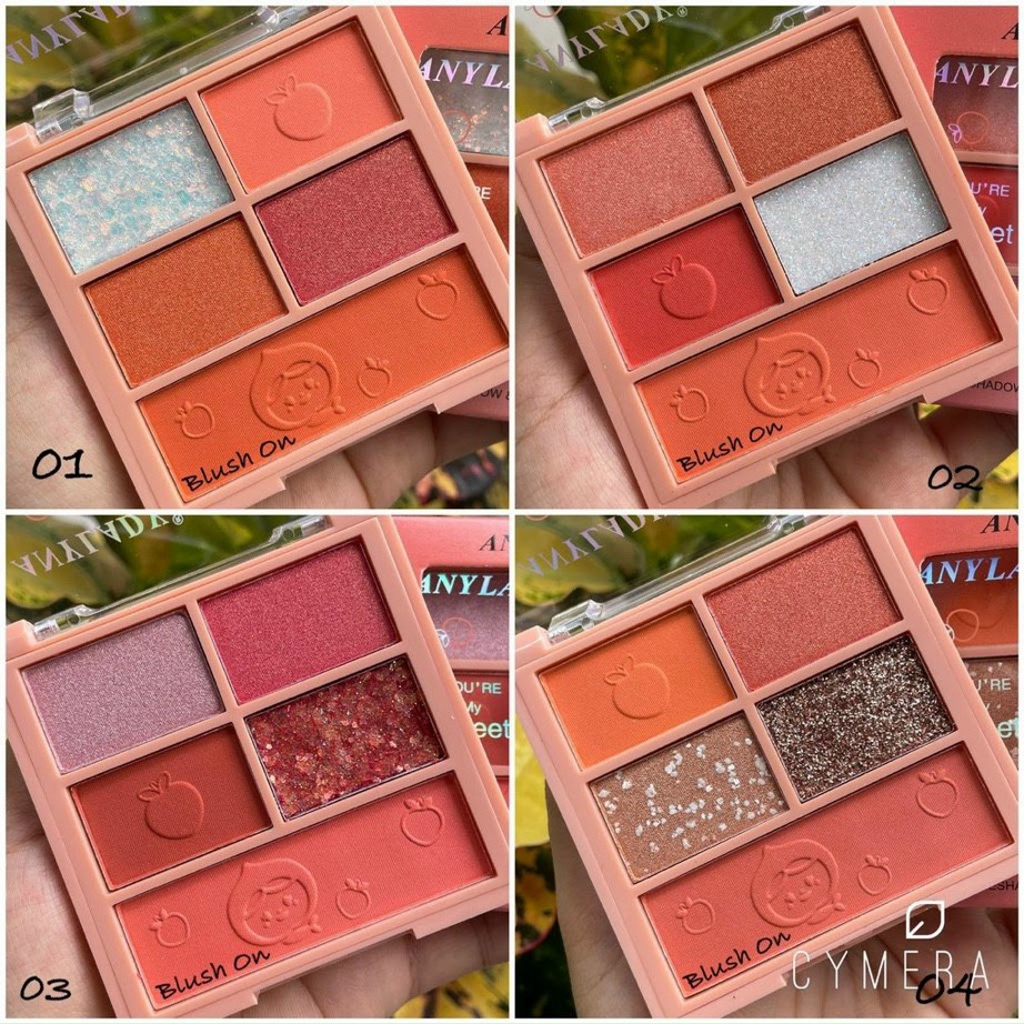 Bảng Phấn Mắt Kèm Phấn Má 5 Ô ANYLADY Peach Sweet CSmp01