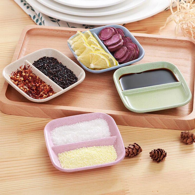 [HCM] Chén Bát Đựng Gia Vị 2 Ngăn Dĩa Đựng Nước Chấm H128