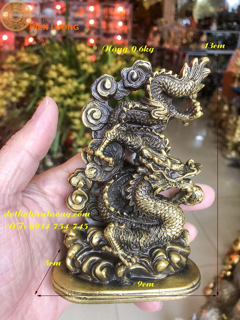Bronze Dragon statue held to the desk-dragon statue Feng thủy-dxrxc: 9x5x13cm heavy 0.6 kg