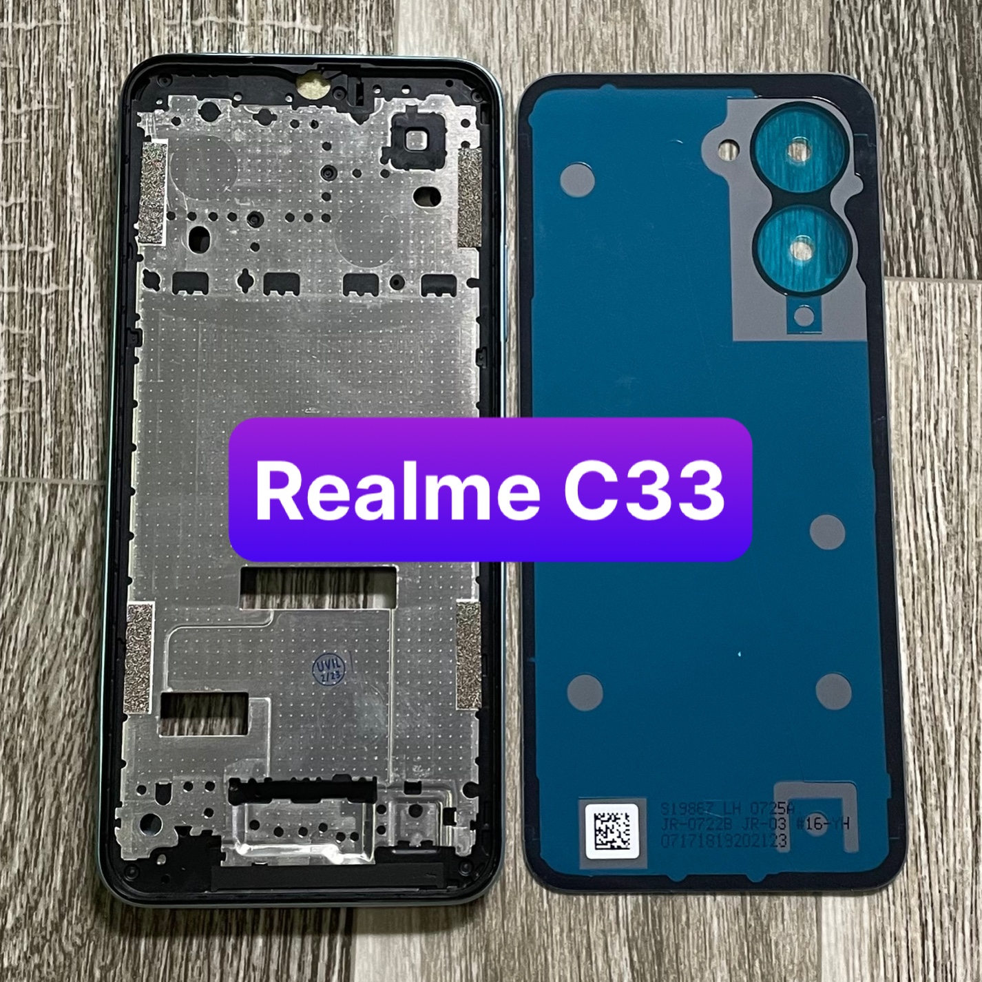 bộ xương vỏ Realme C33 (zin đep) kèm khay sim,phím,kính camera