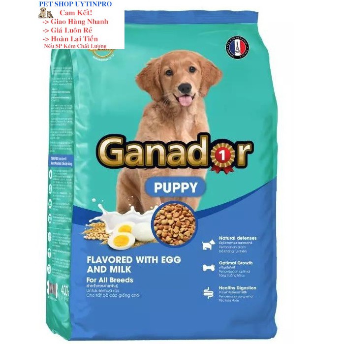 [Hoàn tiền 10%]  THỨC ĂN CHO CHÓ CON Ganador Puppy Dạng hạt Vị Trứng và Sữa Túi 400g Thương hiệu từ Pháp - Pet shop Uytinpro