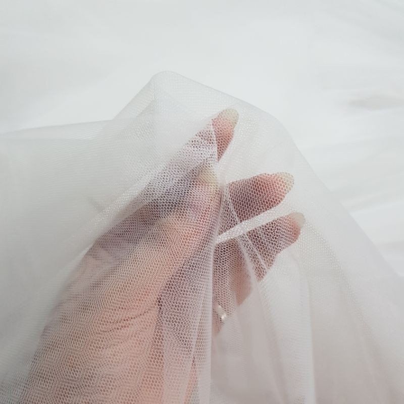 Vải voan lưới trắng mềm đẹp 1mx khổ 1m7