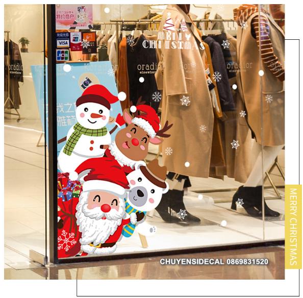 [HCM]Decal trang trí tường Noel - 4 Noel Trắng Đỏ Xin Chào