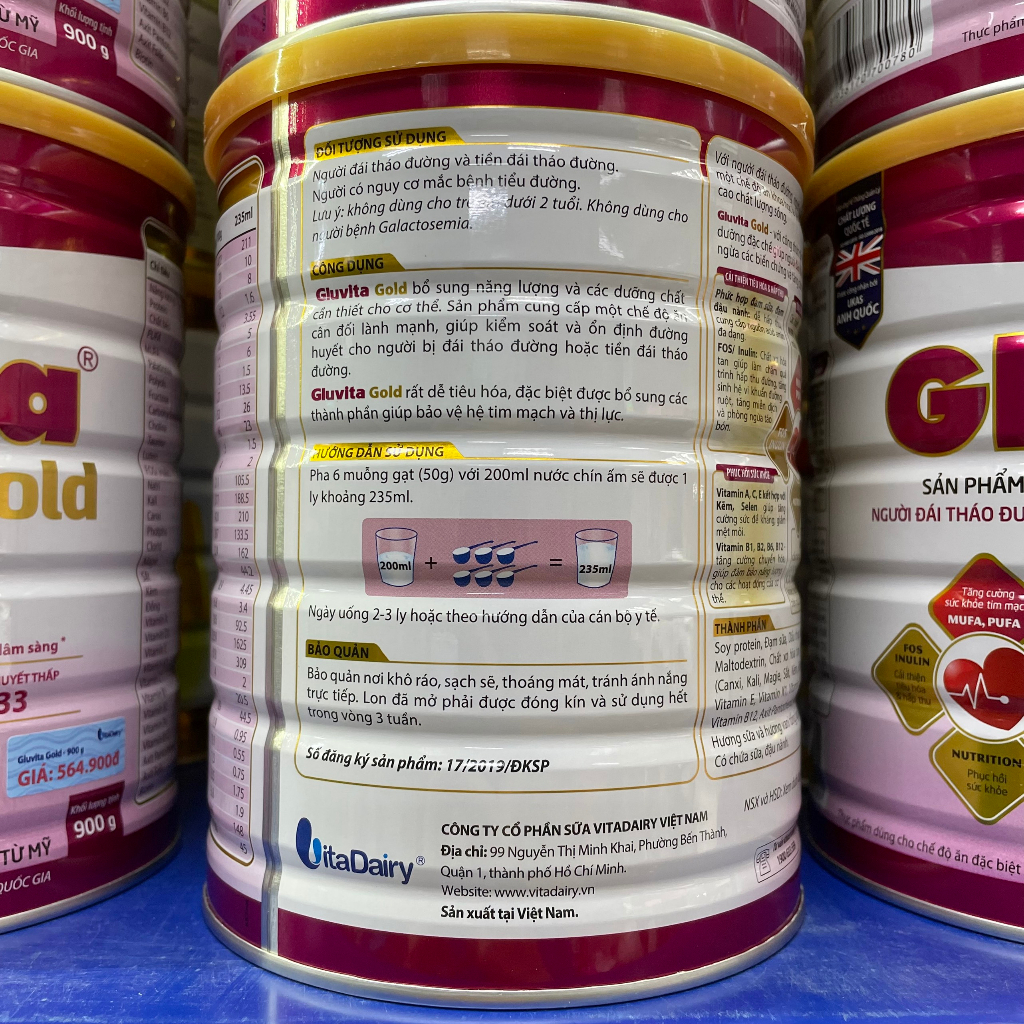 (Date Mới) Sữa bột Gluvita Gold 900g - Vitadairy (Bibistore)