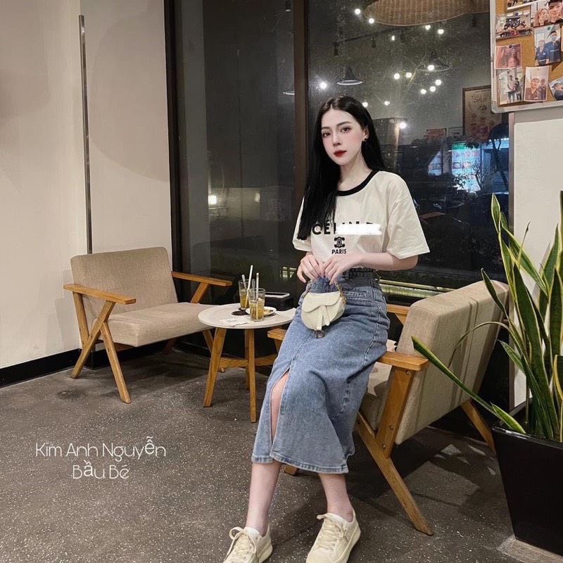 CHÂN VÁY BÒ DENIM TÚI CƠI XẺ TRƯỚC #913