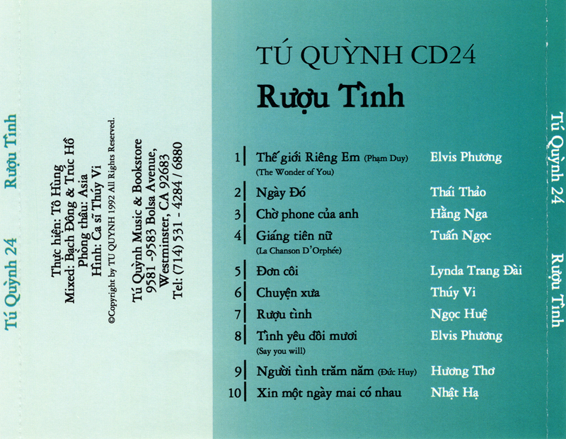 Tú Quỳnh CD024 - Rượu Tình
