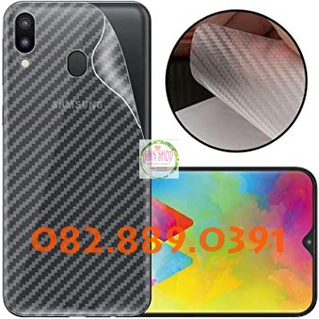 Miếng dán mặt lưng skin carbon Samsung Galaxy M20/ M20s trong 3D đen