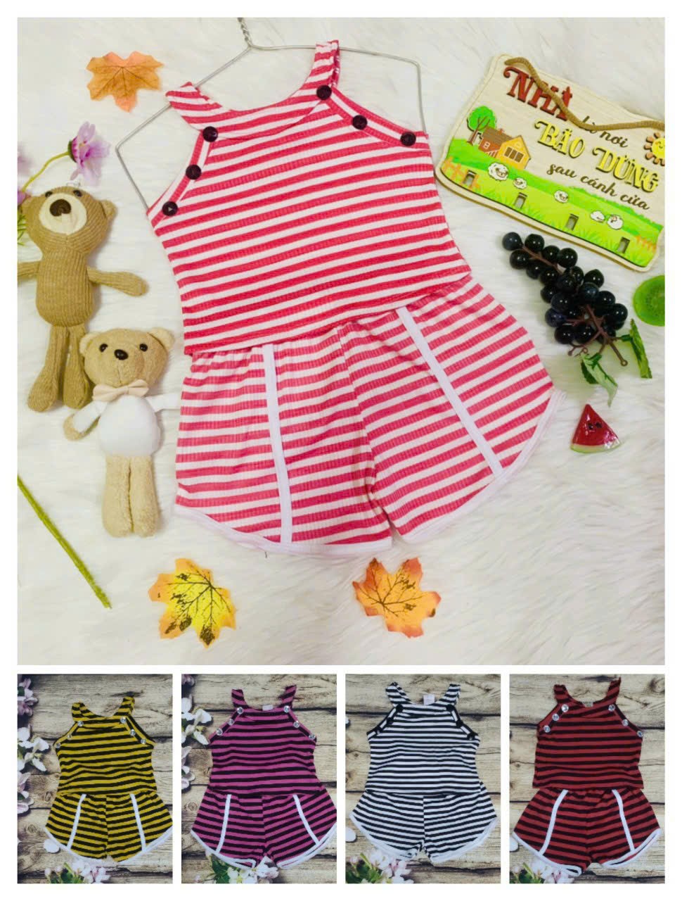Bộ Thun Gân Dây Chéo Bé (6-14kg) (giao màu ngẫu nhiên)