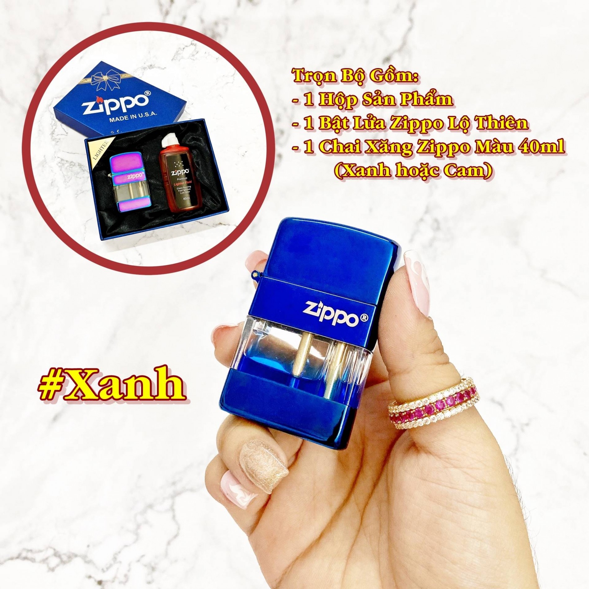 BẬT LỬA ZIPPO XĂNG LỘ THIÊN (FULL BOX) - (XÀI XĂNG) # TITAN ( ĐỦ MÀU )