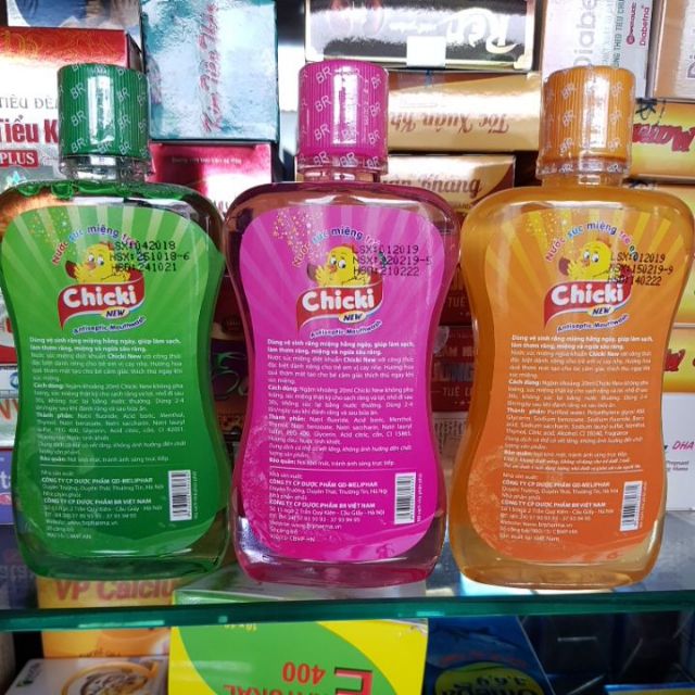 Nước súc miệng trẻ em chicki chai 250ml